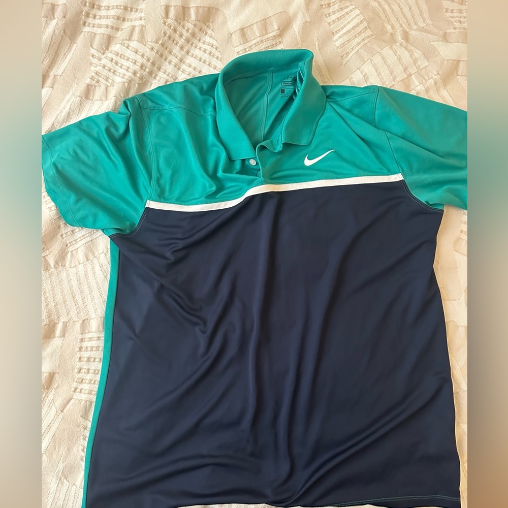 Nike Teal and Navy Polo Shirt